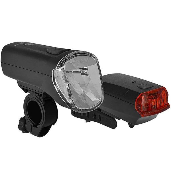 BÜCHEL Batterieleuchtenset bis zu 60 LUX! "Trio Lux Pro" Fahrrad Frontlicht & Rücklicht Set z.B. für NCM Prague/Moscow